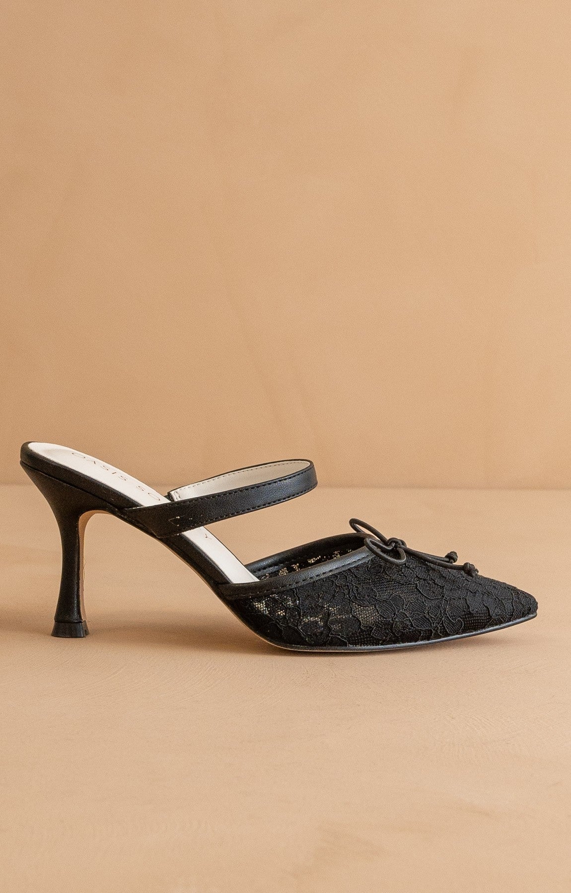 The Katie - Lace Pointed Toe Mid Heel Mule