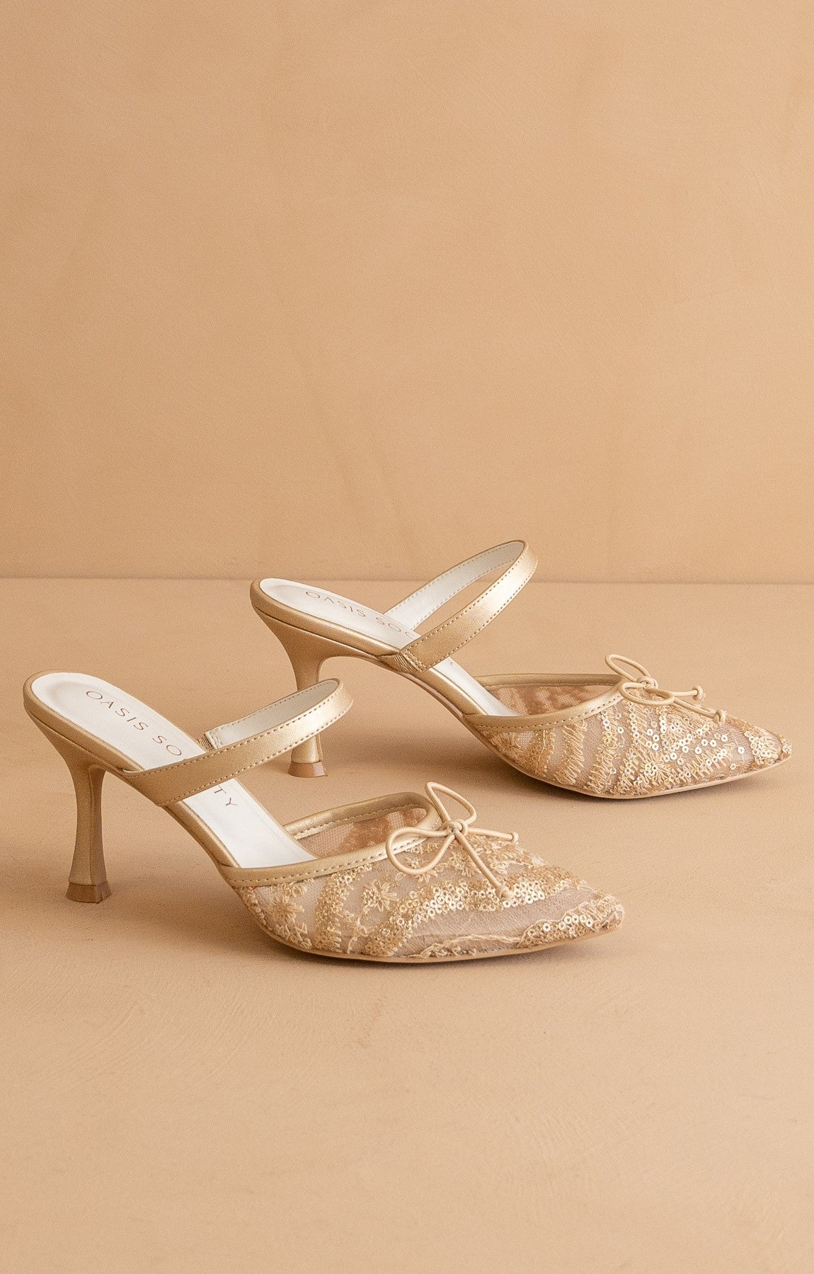 The Katie - Lace Pointed Toe Mid Heel Mule