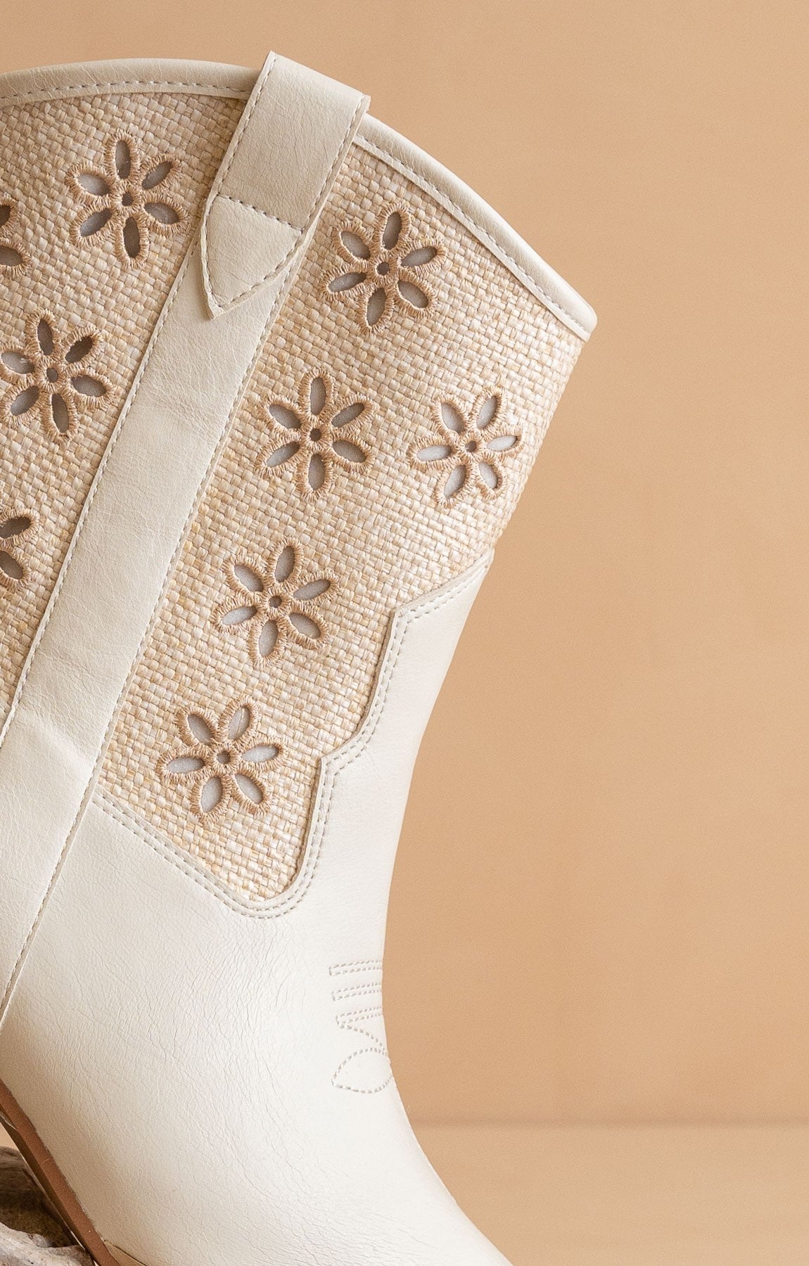 Della Mesh Floral Cutout Detail Cowboy Boots