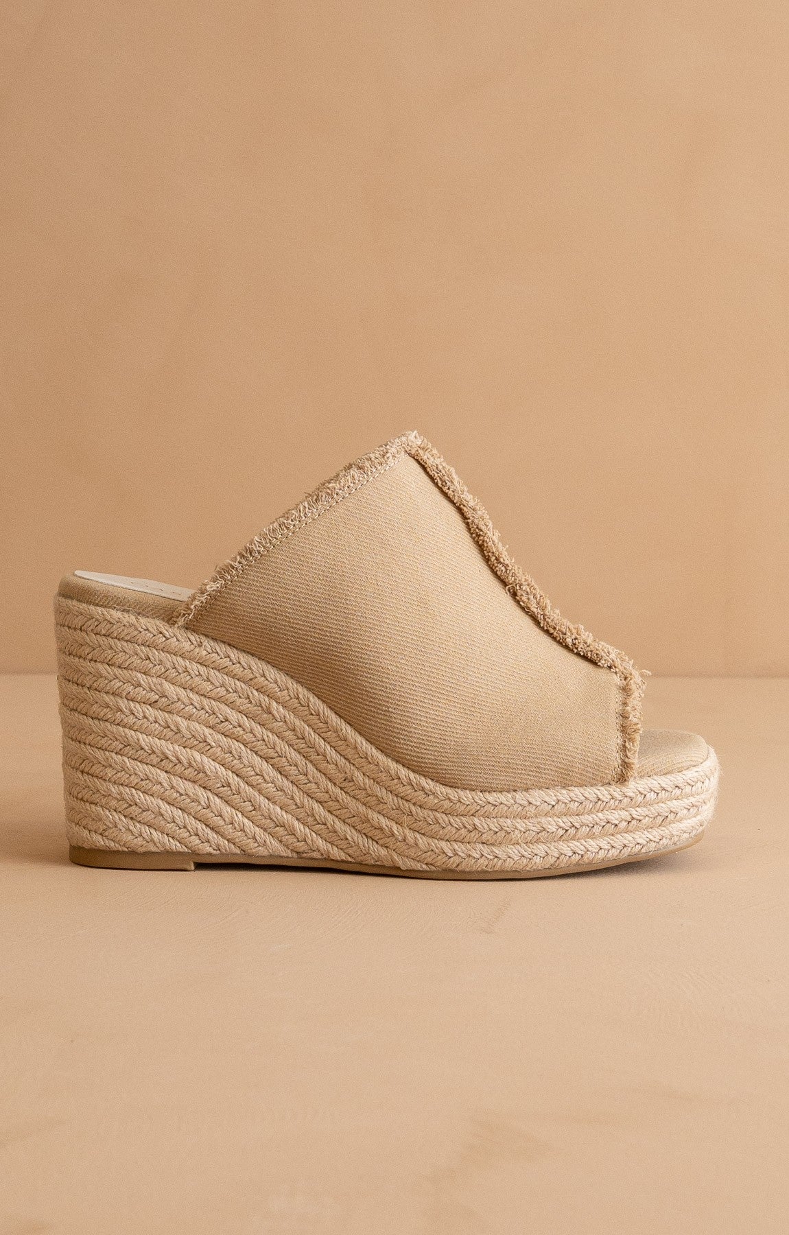 The Verona - Frayed Denim Espadrille Wedge