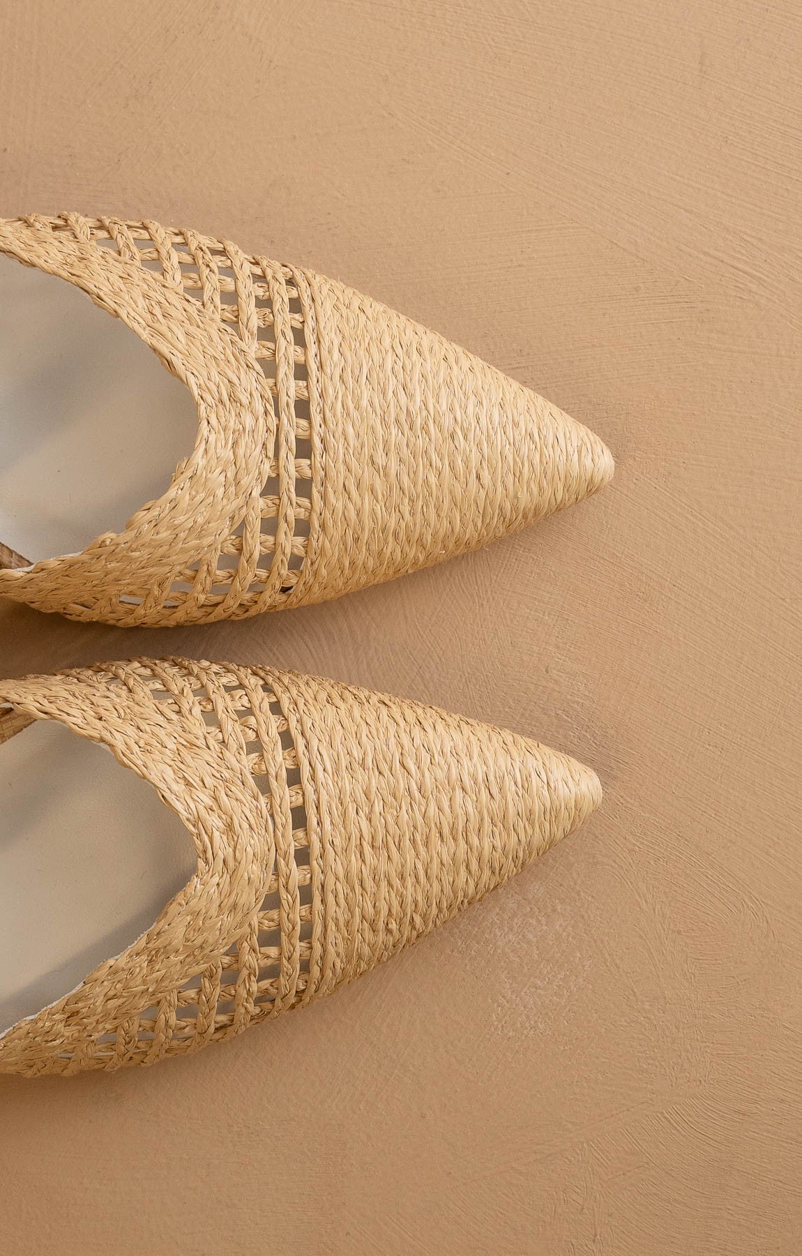 Tia Pointed Toe Raffia Detail Kitten Heel