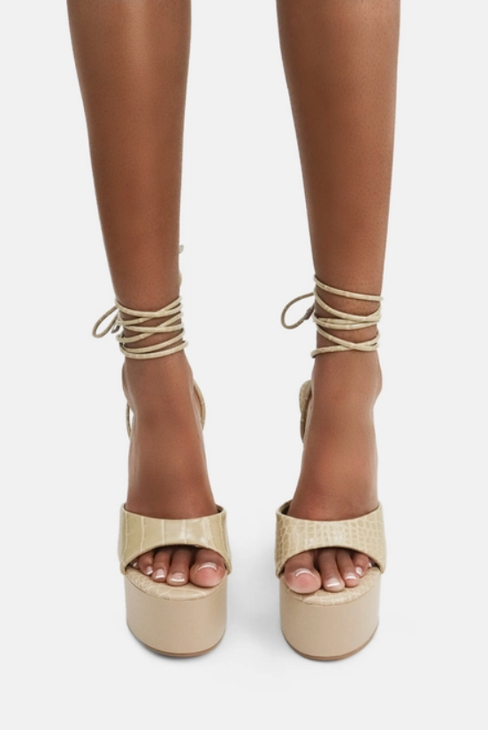 Bite Me - Sculptural Platform Heels w/ Ankle Ties