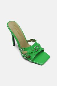 Misbehaved - Stiletto Square-Toe Heel w/ Metallic Buckles