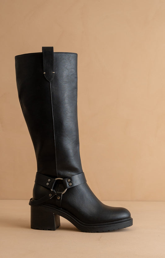 Leanne - Moto Knee High Boots