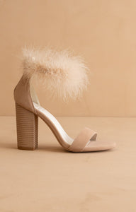 The Sasha - Feathered Ankle Block Heels