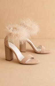 The Sasha - Feathered Ankle Block Heels