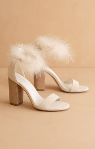 The Sasha - Feathered Ankle Block Heels