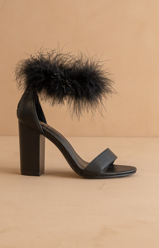 The Sasha - Feathered Ankle Block Heels