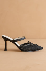 The Katie - Lace Pointed Toe Mid Heel Mule