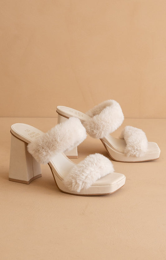 The Simone Fuzzy Strap Platform Heels – Party Shoes