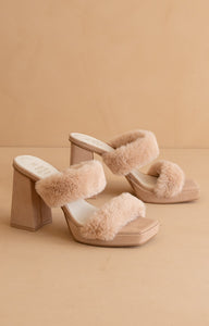 The Simone Fuzzy Strap Platform Heels – Party Shoes