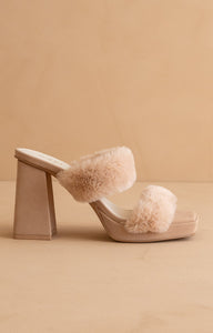The Simone Fuzzy Strap Platform Heels – Party Shoes