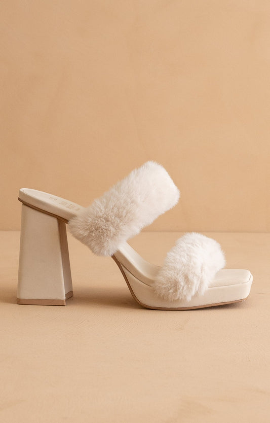 The Simone Fuzzy Strap Platform Heels – Party Shoes
