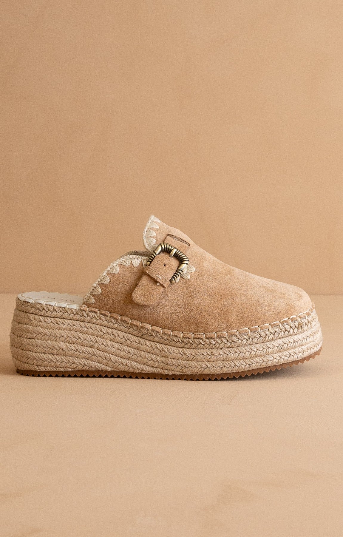 Edith- Clog Raffia Mule with Western Buckles