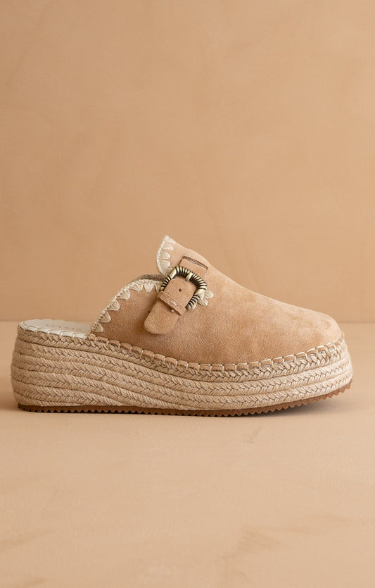 Edith- Clog Raffia Mule with Western Buckles