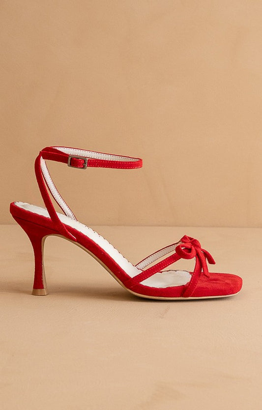 The Sylvie Stiletto Velvet Thin Bow Heel