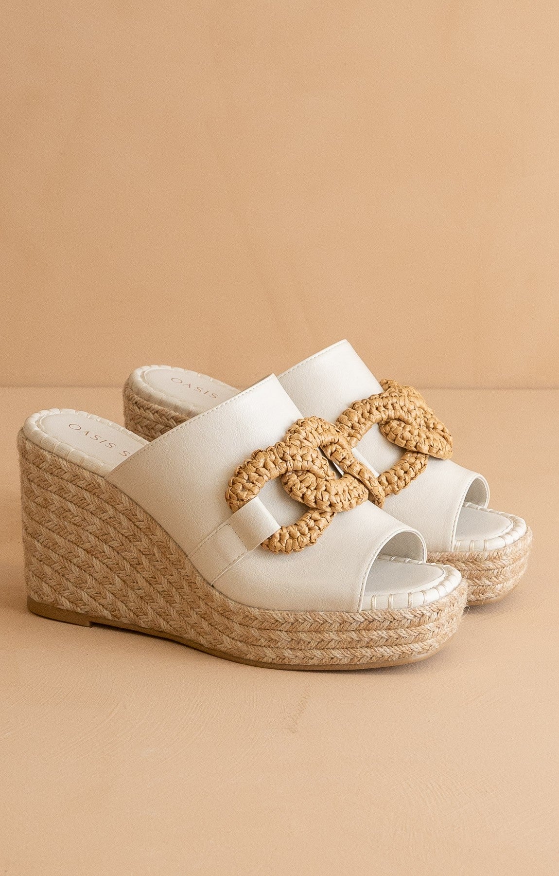 The Aime - Wedge Slide with Raffia Detail