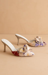 Jane - Pointed Toe Bow Accent Kitten Heels