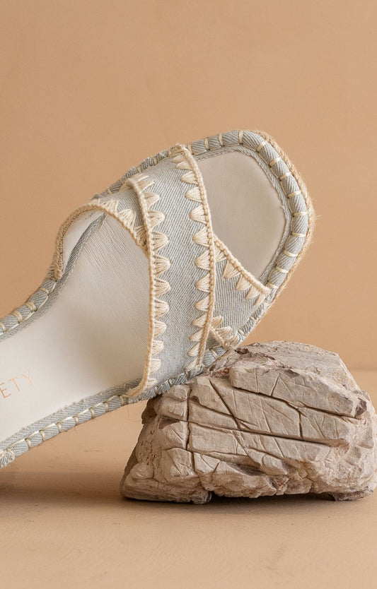 The Essie Espadrille Slide with Embroidered Straps