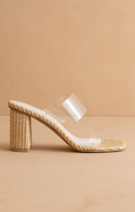 Francee - Transparent Double Strap Raffia Heel