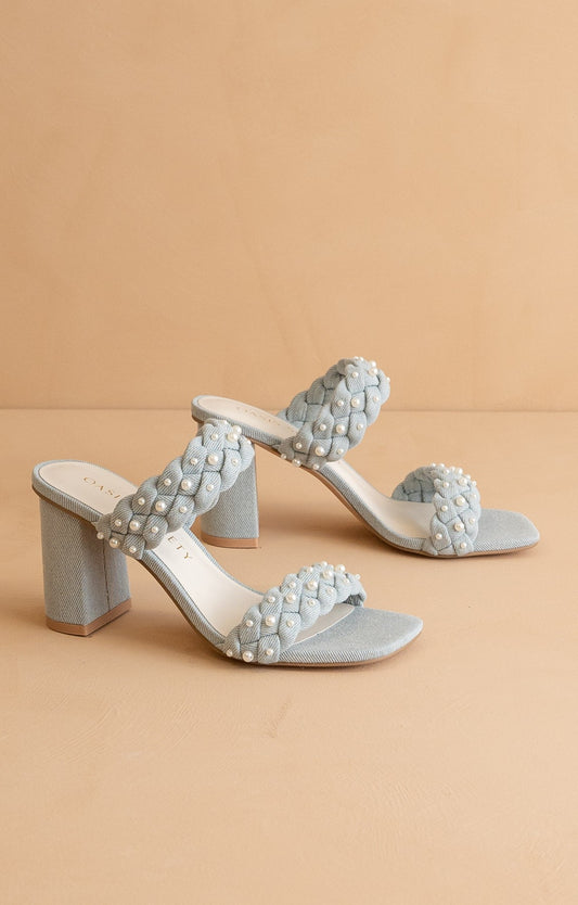 Parisa Braided Pearl Heeled Sandals
