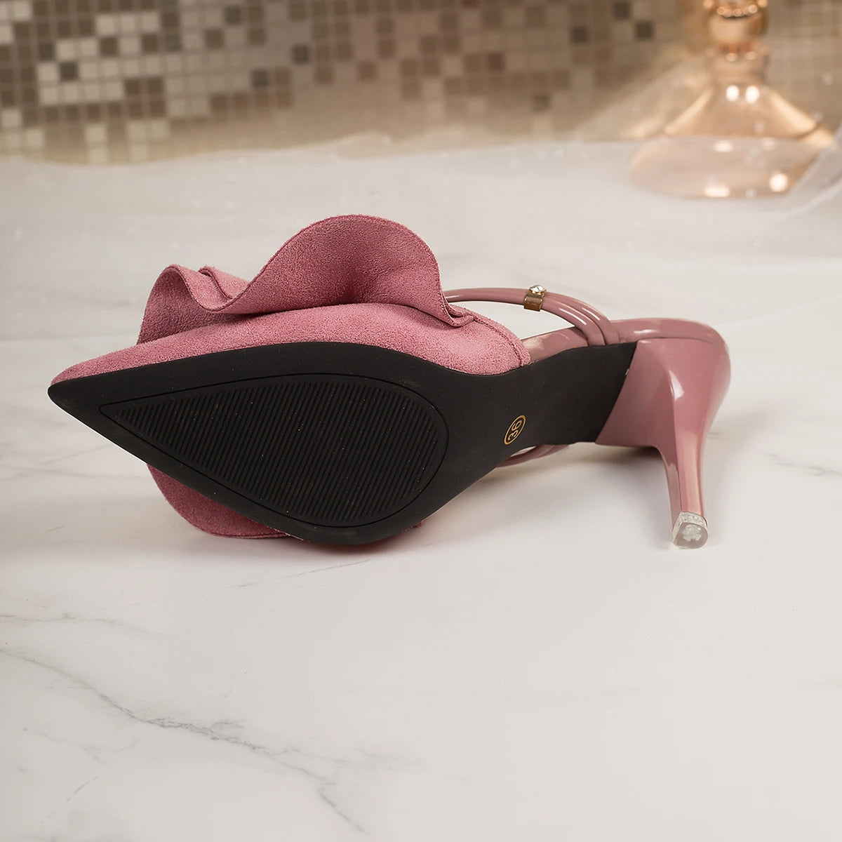 Pointed Rhinestone Baotou Heels – Sexy Shallow Slip‑On Fashion Sandals for Women