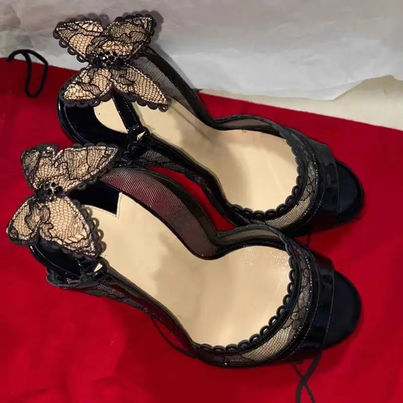 Women's Open Toe Mesh High Heel Sandals, Breathable Summer Stiletto Shoes