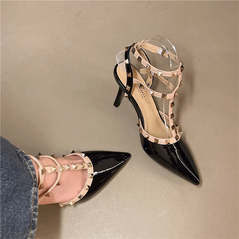 Thin‑Heel Modern Sandals – Elegant High‑Heel Buckle Strap Party Shoes for Women