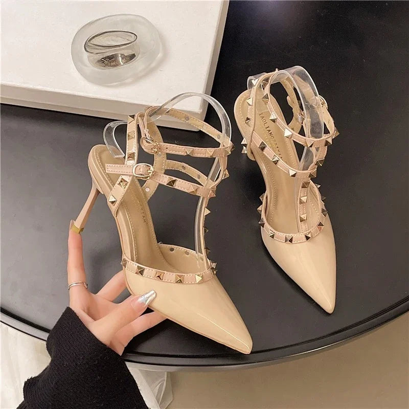 Thin‑Heel Modern Sandals – Elegant High‑Heel Buckle Strap Party Shoes for Women