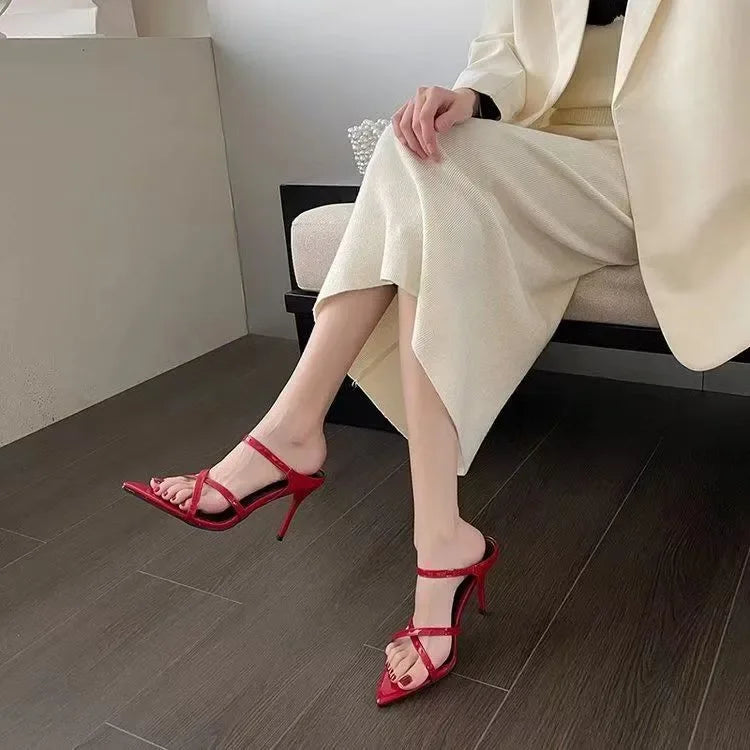 Non‑Tiring Stiletto Sandals – Pointed Open‑Toe One‑Strap High Heels for Women Summer