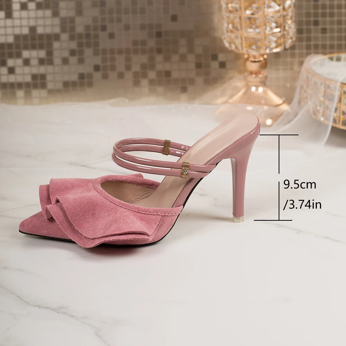 Pointed Rhinestone Baotou Heels – Sexy Shallow Slip‑On Fashion Sandals for Women