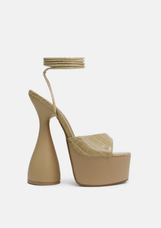 Bite Me - Sculptural Platform Heels w/ Ankle Ties